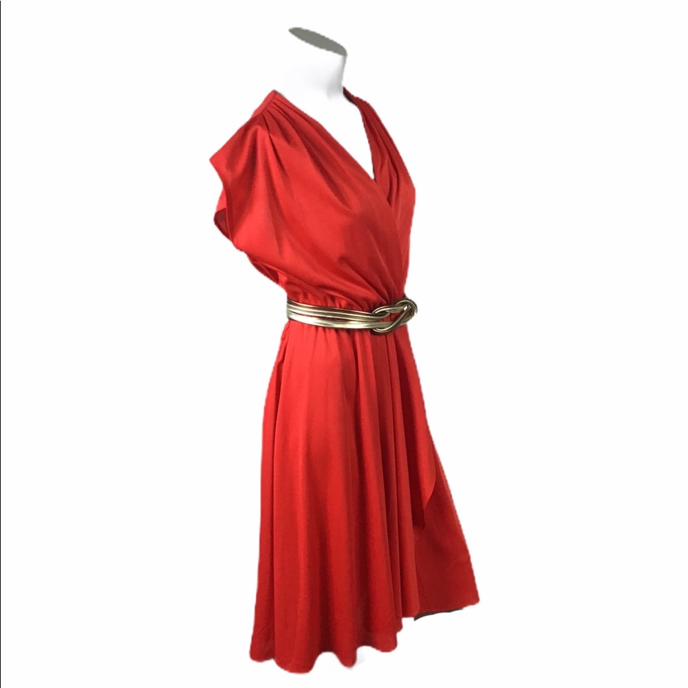 EUC Gorgeous Vintage New Rave Red Wrap Like Dress